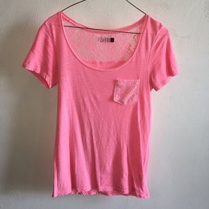 Hot pink tshirt w/lace